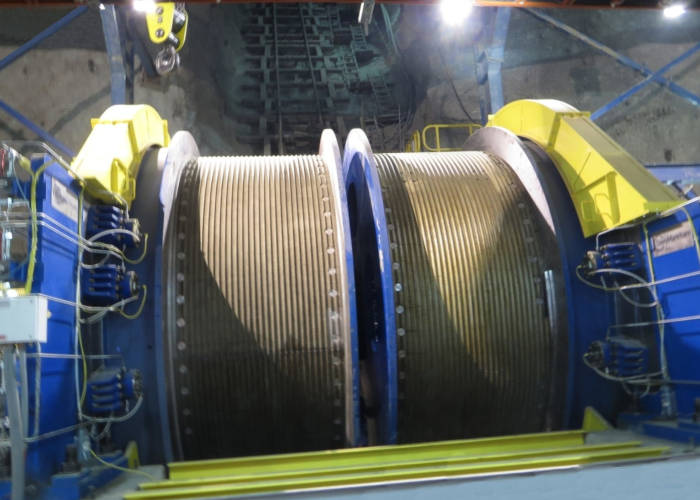 Cables de acero para winche de izaje minero Foto